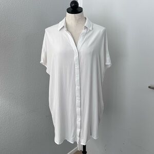 White Oak + Fort Oversized White Short Sleeve Button Up Shirt Dress -Size XS